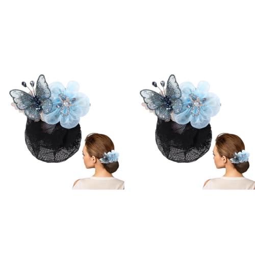 MAYCREATE® Women Hair Clip Butterfly Decal Bun Net Hairnet for Work Daily Dancer Nurse Blue 2PCS MAYCREATE® Women Hair Clip Butterfly Decal Bun Net Hairnet for Work Daily Dancer Nurse Blue 2PCS